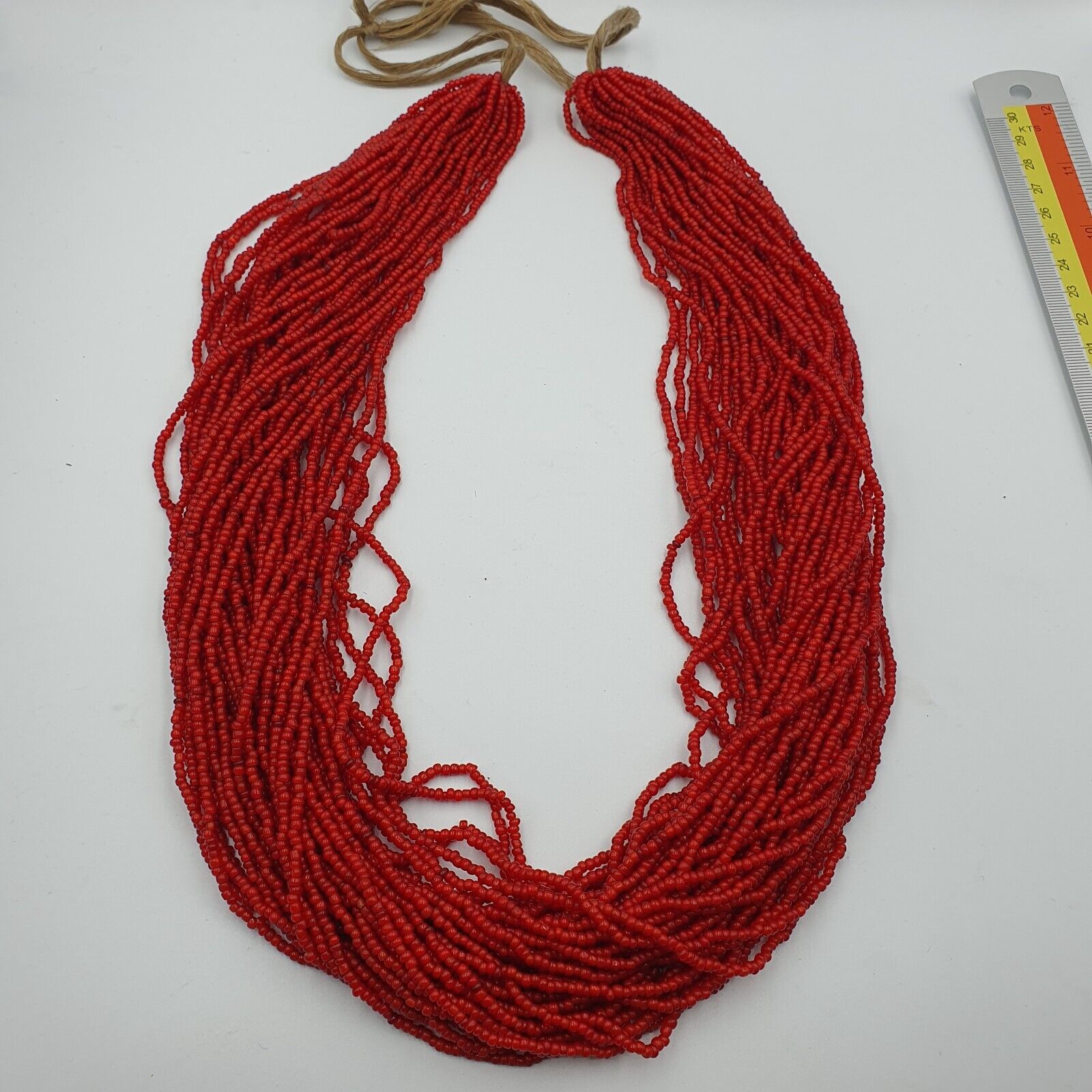 Antique Venetian 2.5mm Red White Heart Trade Beads Necklace. 40 Strands Lot