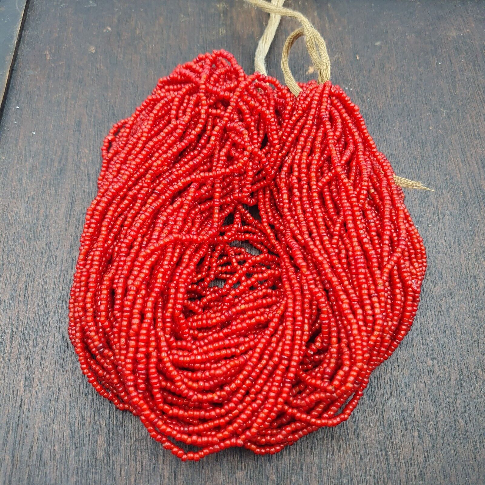 Antique Venetian 2.5mm Red White Heart Trade Beads Necklace. 40 Strands Lot