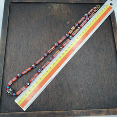 Vintage Chevron and White Heart Venetian Multilayers Glass Beads Necklace N-92