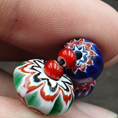 Vintage white heart Venetian Style Blue Chevron Glass Beads necklace N9-10