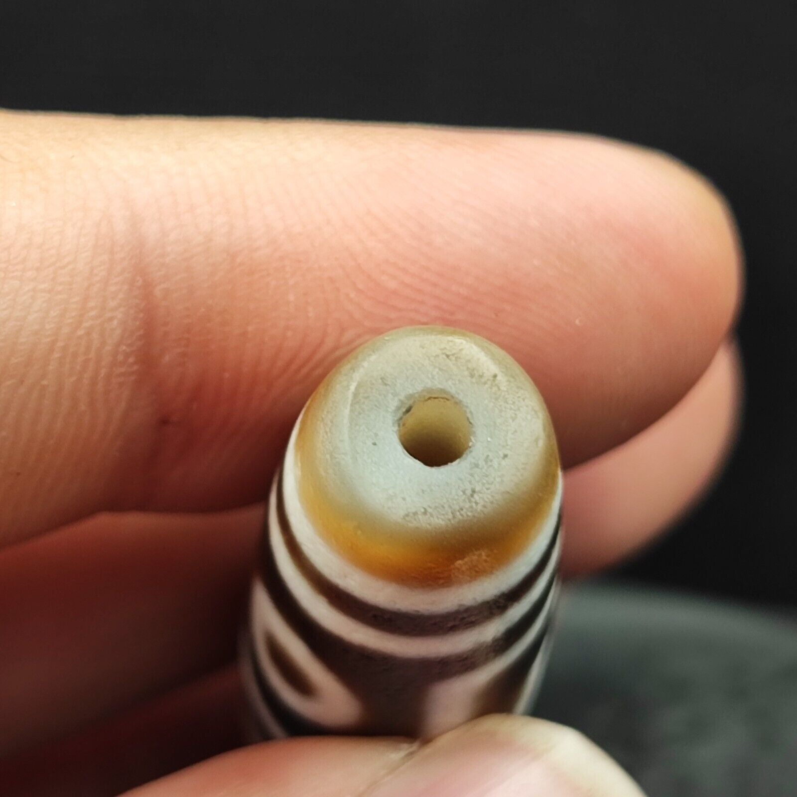 Old Indo Tibetan Agate 3 Eyes in eyes & lines Agate stone Dzi Bead Amulet