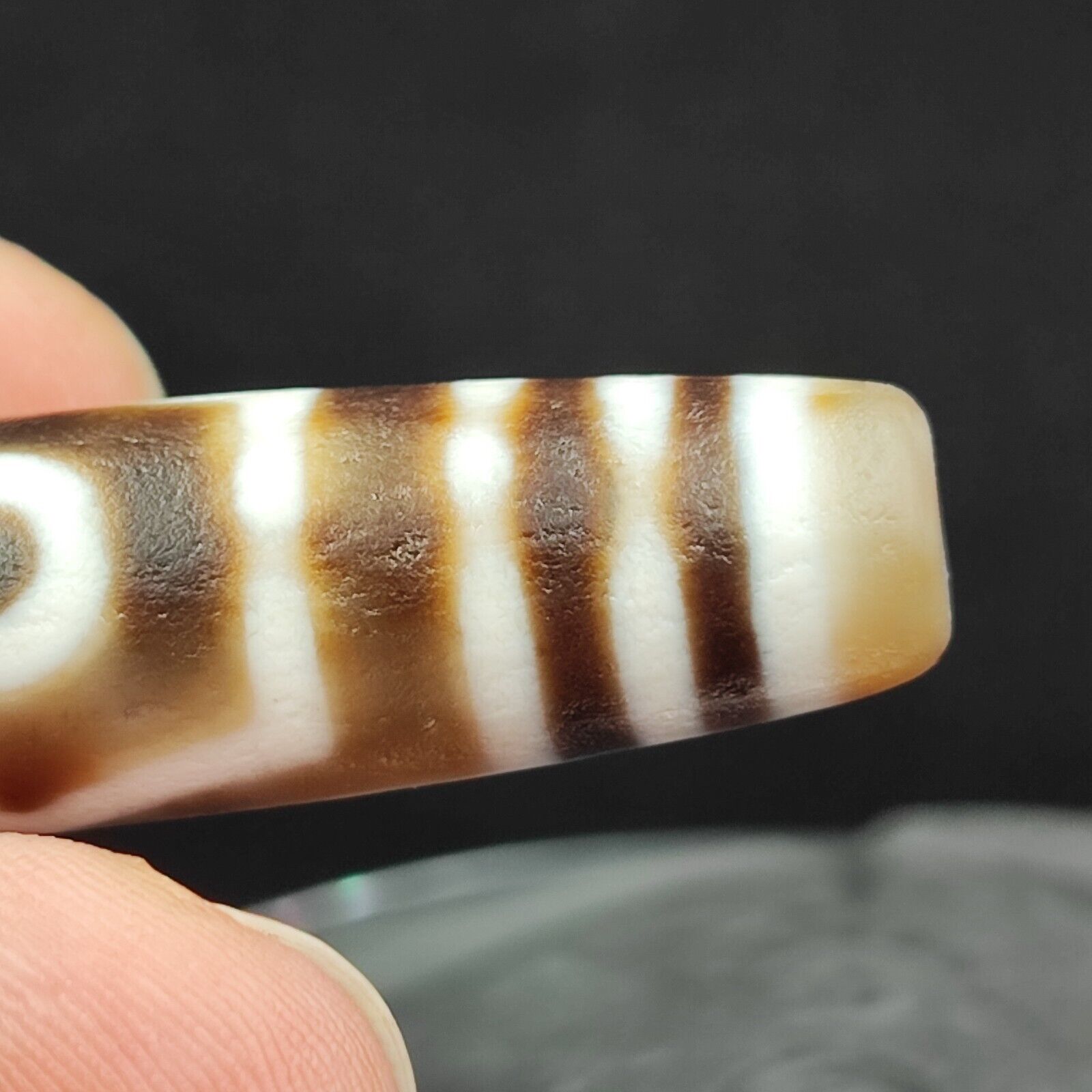 Old Indo Tibetan Agate 3 Eyes in eyes & lines Agate stone Dzi Bead Amulet