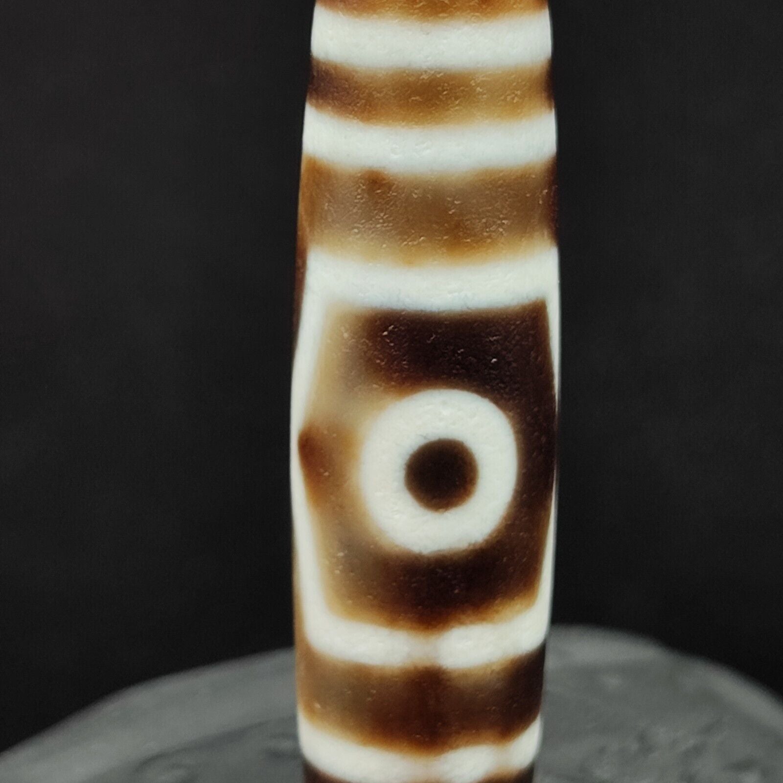 Old Indo Tibetan Agate 3 Eyes in eyes & lines Agate stone Dzi Bead Amulet