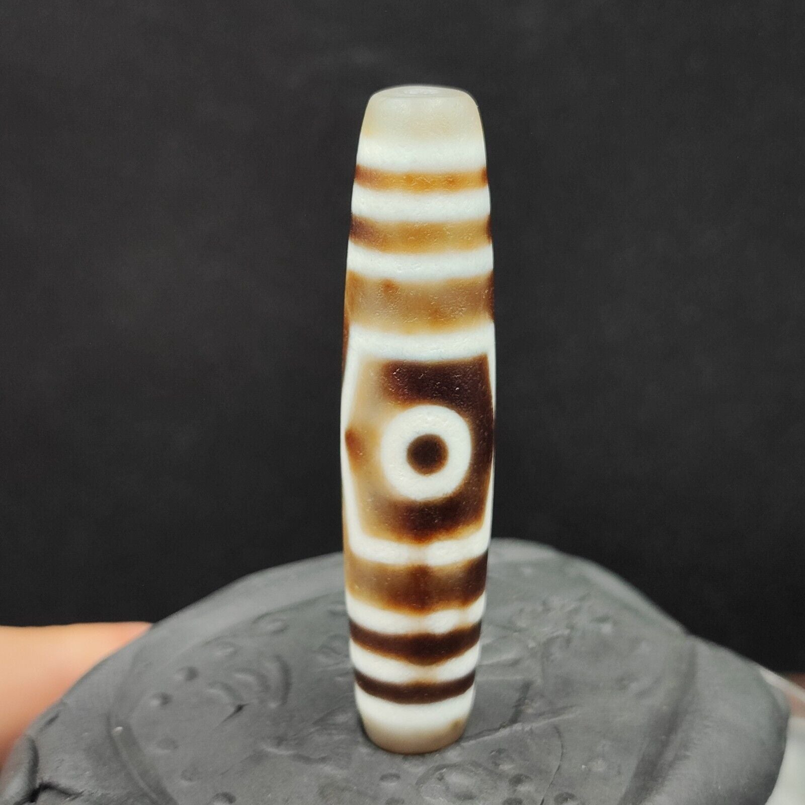 Old Indo Tibetan Agate 3 Eyes in eyes & lines Agate stone Dzi Bead Amulet