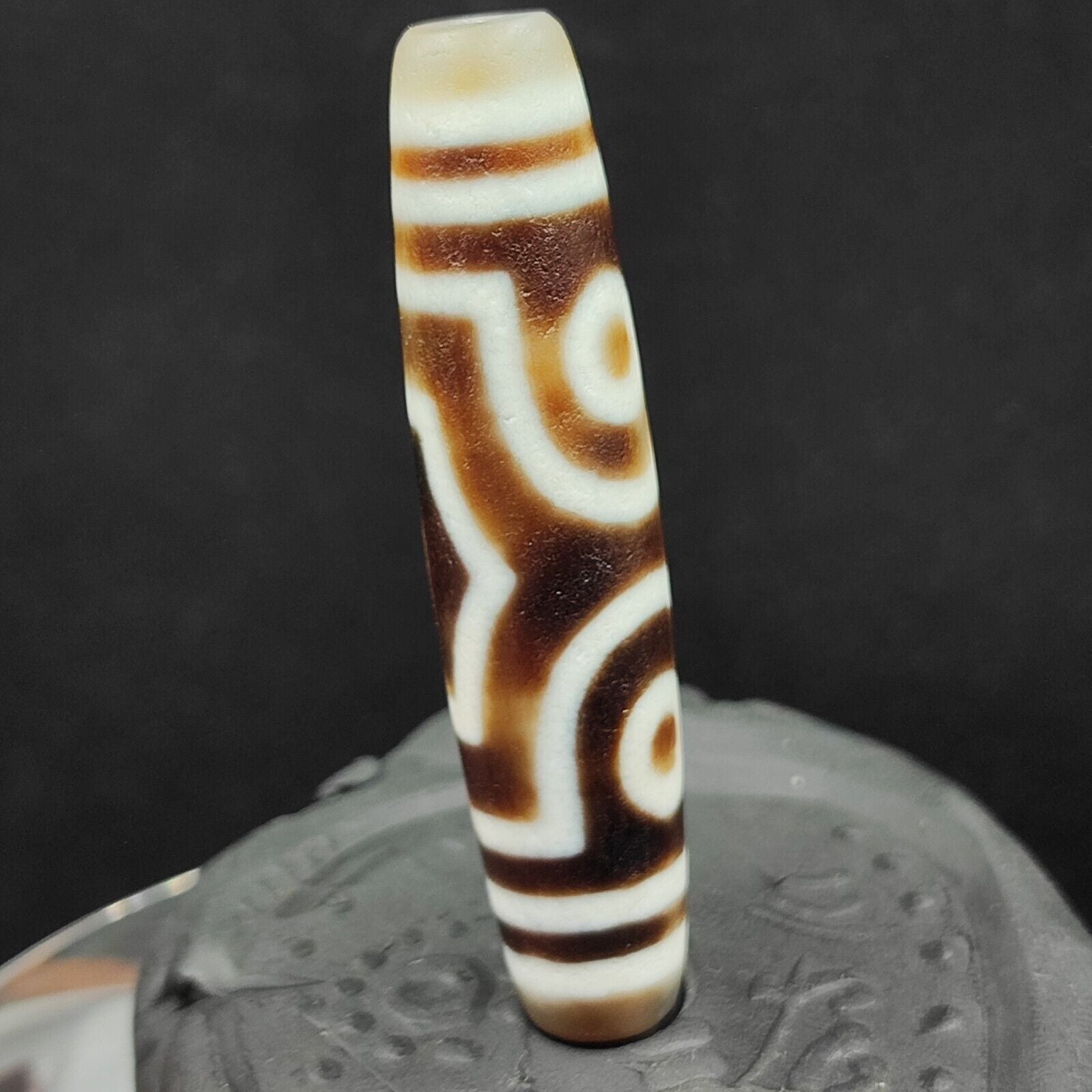 Old Indo Tibetan Agate 3 Eyes in eyes & lines Agate stone Dzi Bead Amulet