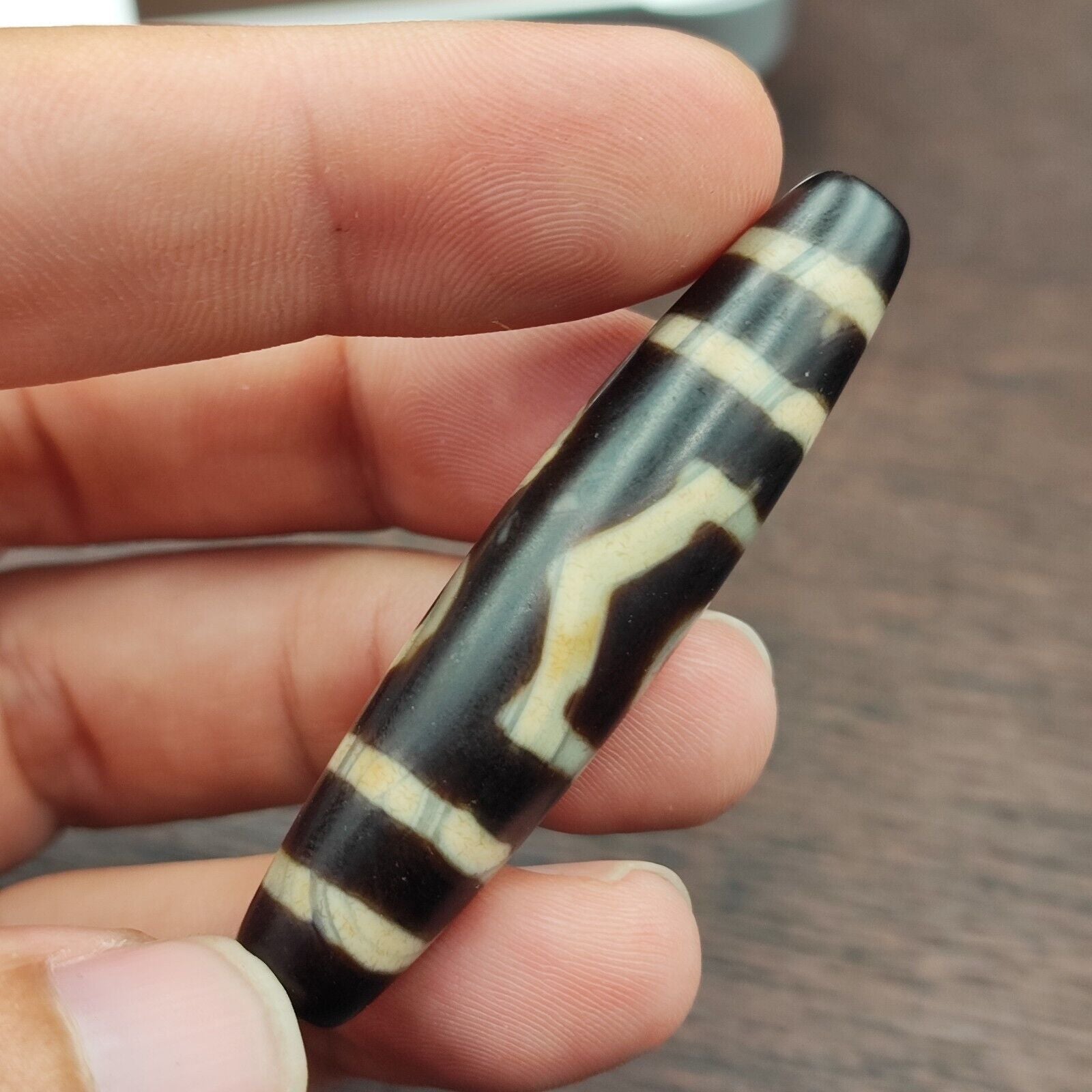 Old Indo Tibetan Agate 3 Eyes in eyes & lines Agate stone Dzi Bead Amulet