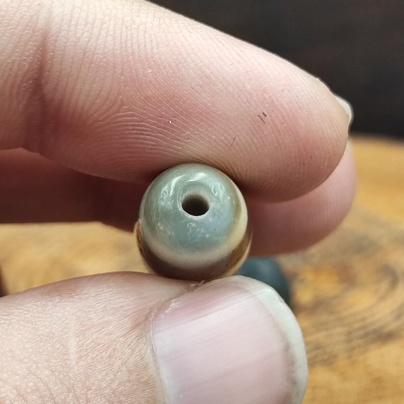 Antique Old Tibetan 2 Lines Eyes Agate stone Dzi Bead Amulet HDQ-9-3