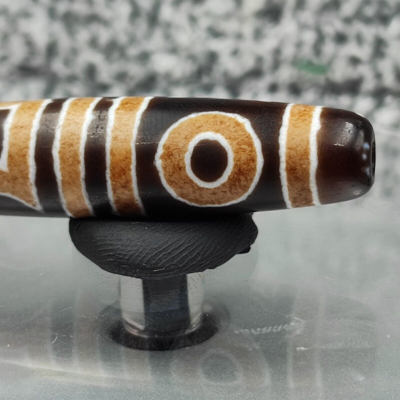 Old Indo Tibetan Agate 2 circle 2 Square eyes Agate stone Dzi Bead Amulet