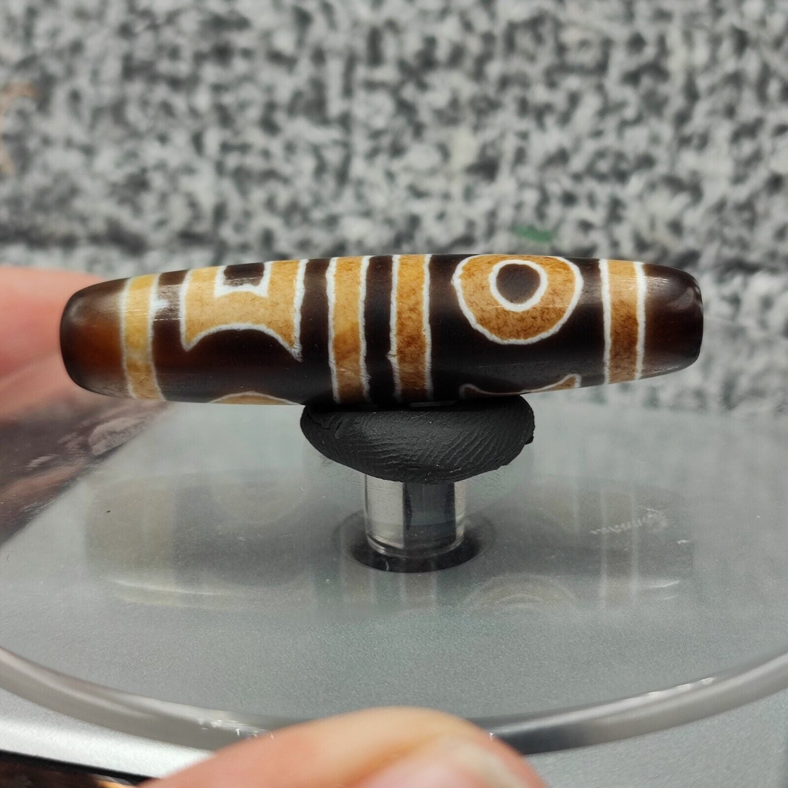 Old Indo Tibetan Agate 2 circle 2 Square eyes Agate stone Dzi Bead Amulet