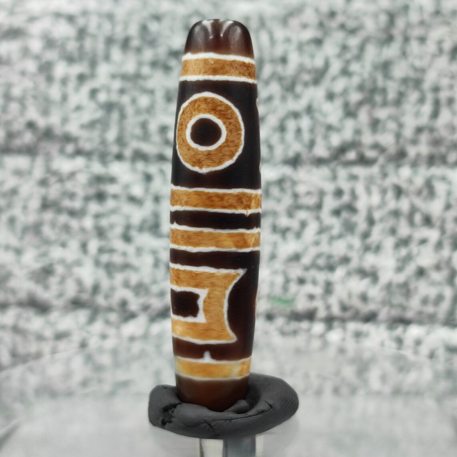 Old Indo Tibetan Agate 2 circle 2 Square eyes Agate stone Dzi Bead Amulet