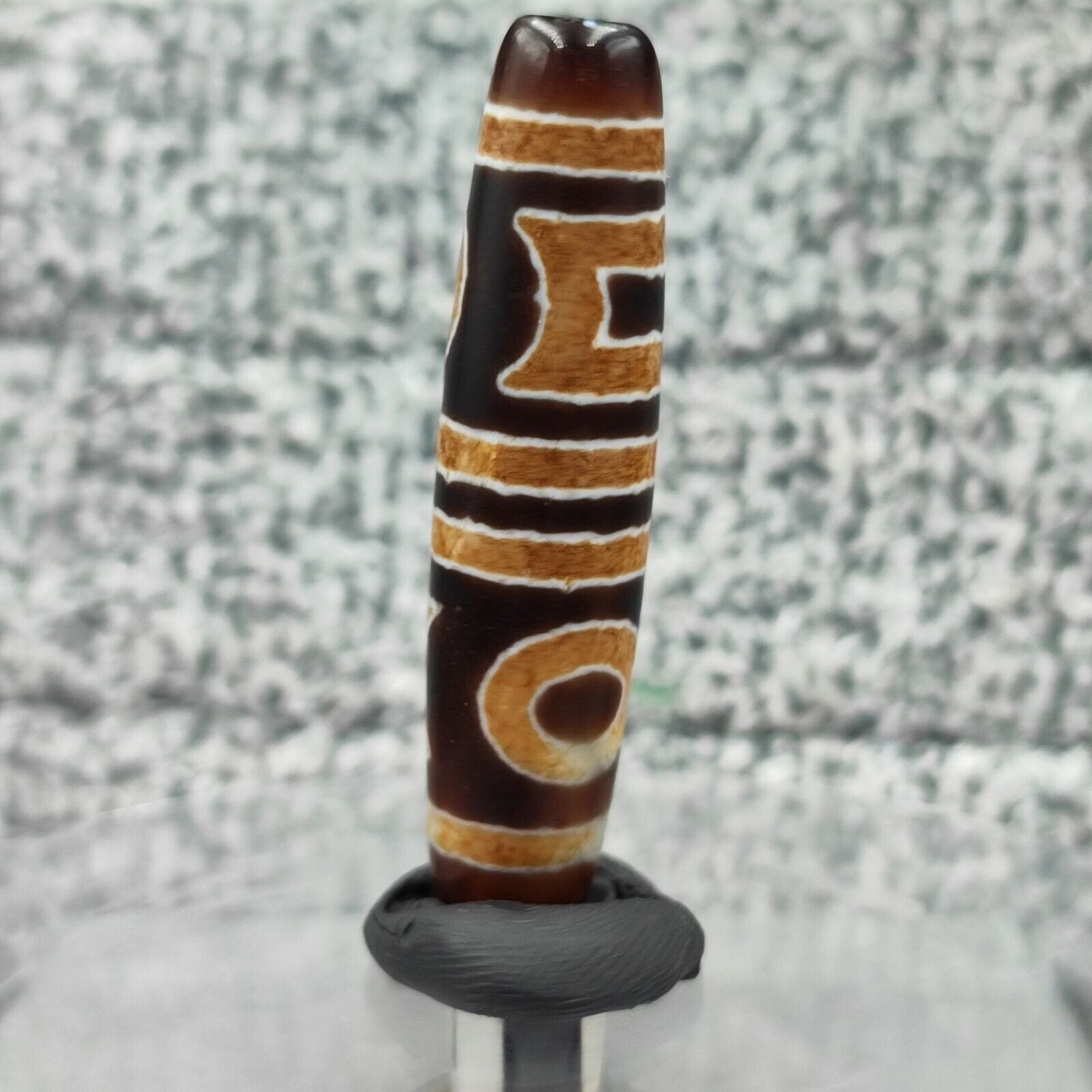 Old Indo Tibetan Agate 2 circle 2 Square eyes Agate stone Dzi Bead Amulet