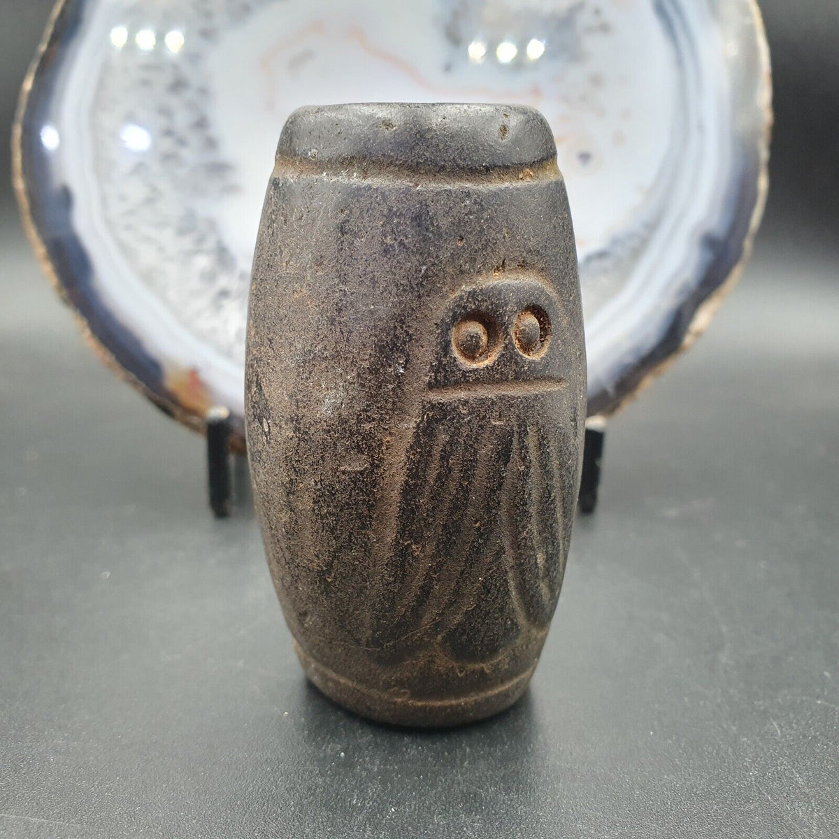 Antique Black Magnetic Stone mysterious animal carving Stone Bead Amulet MG-9-1