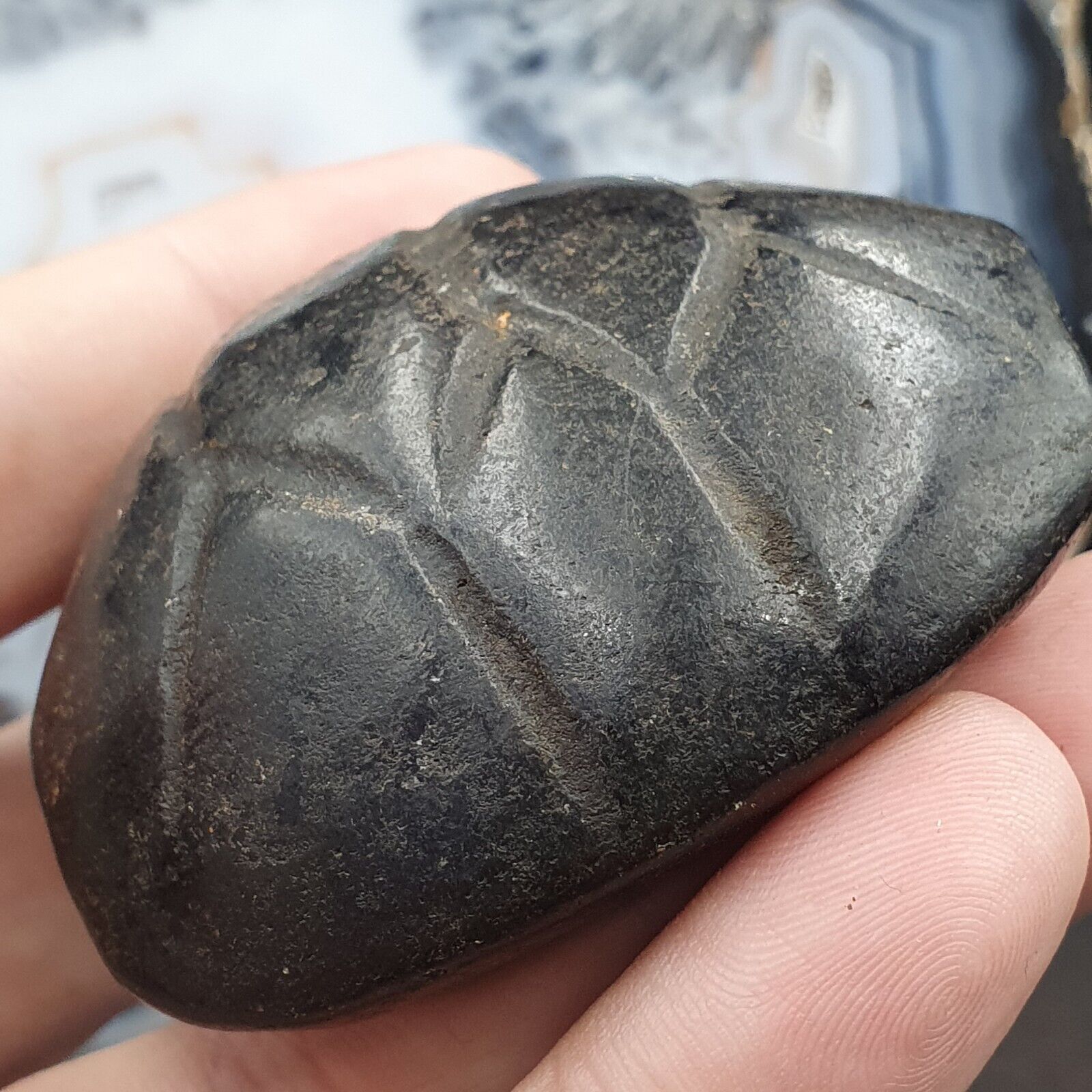 Antique Black Magnetic Stone mysterious animal carving Stone Bead Amulet MG-9-2