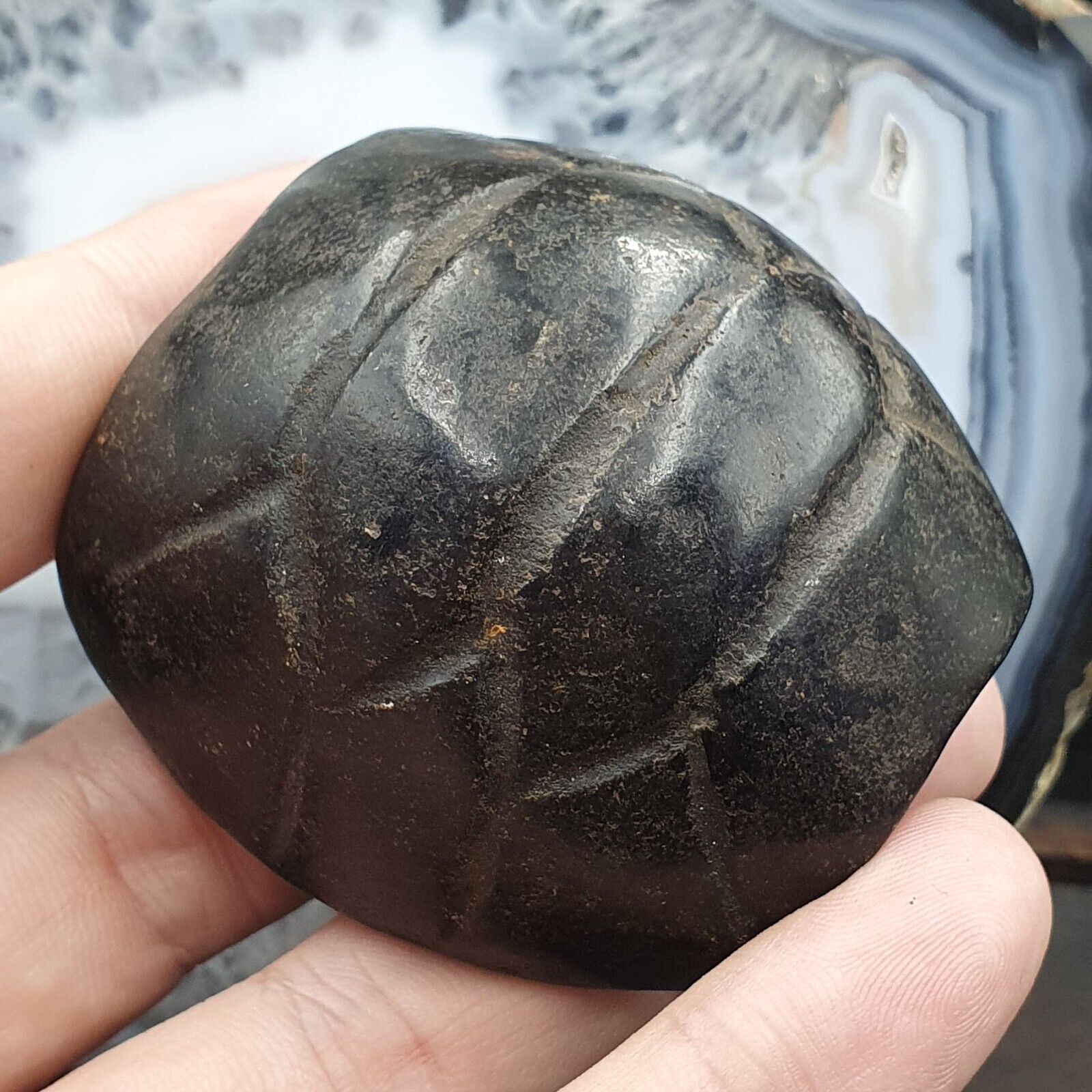 Antique Black Magnetic Stone mysterious animal carving Stone Bead Amulet MG-9-2