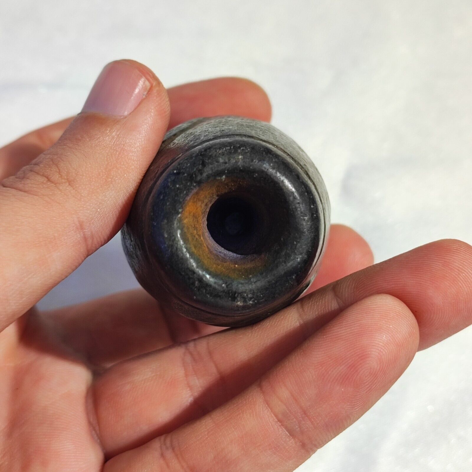 Antique Black Magnetic Stone mysterious animal carving Stone Bead Amulet MG-9-15