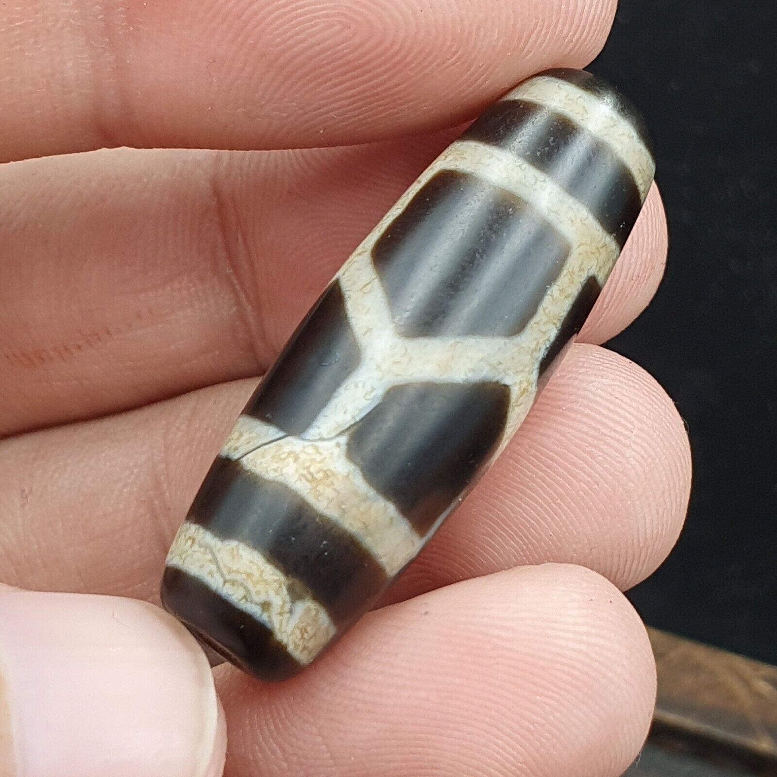 Rare Pattern Tibetan dzi bead old amulet Agate Tibet gzi pendant