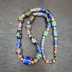 Vintage Fancy Chevron Feather Venetian Style Beads | African Necklace