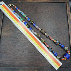 Vintage Fancy Chevron Feather Venetian Style Beads | African Necklace