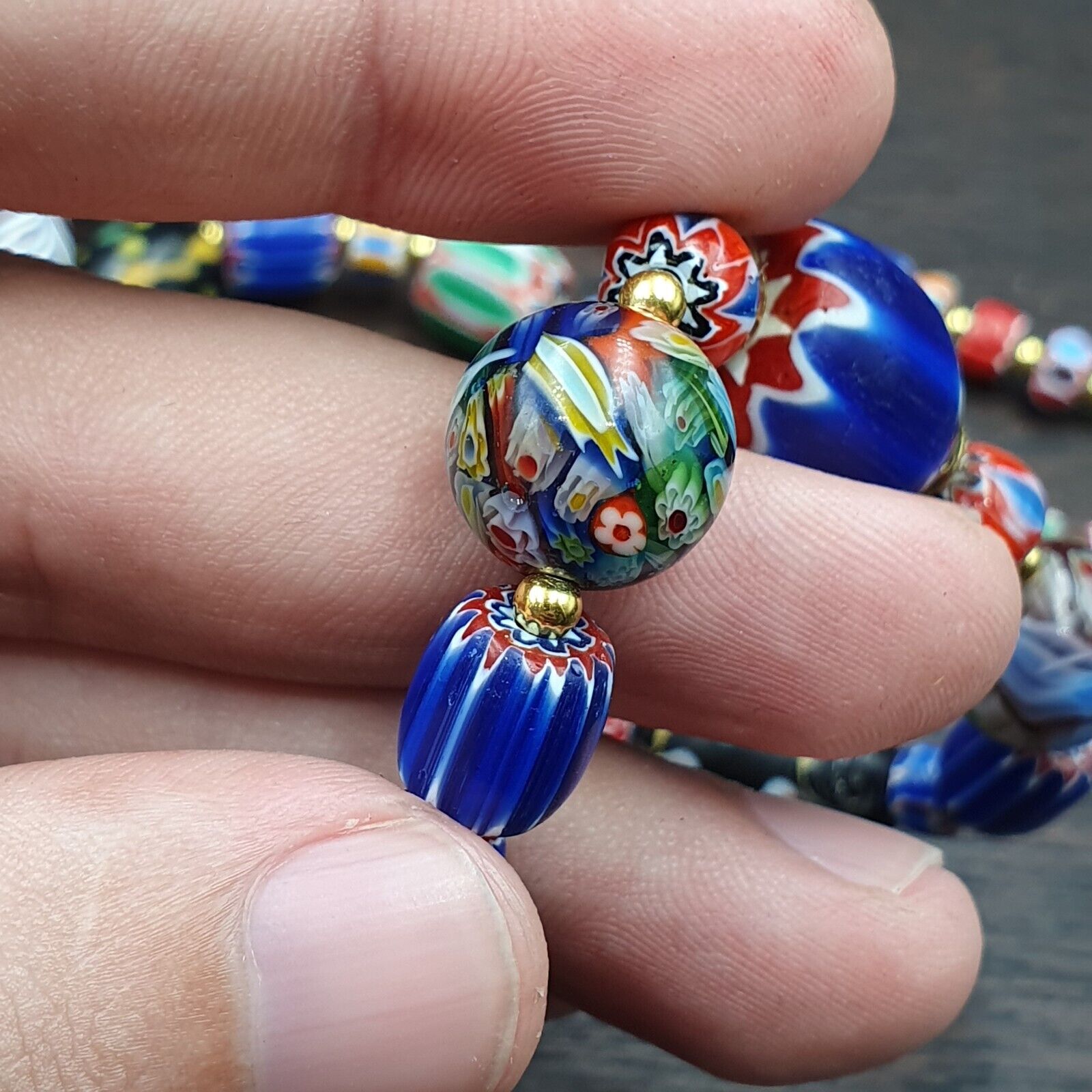 Vintage Fancy Chevron Feather Venetian Style Beads | African Necklace