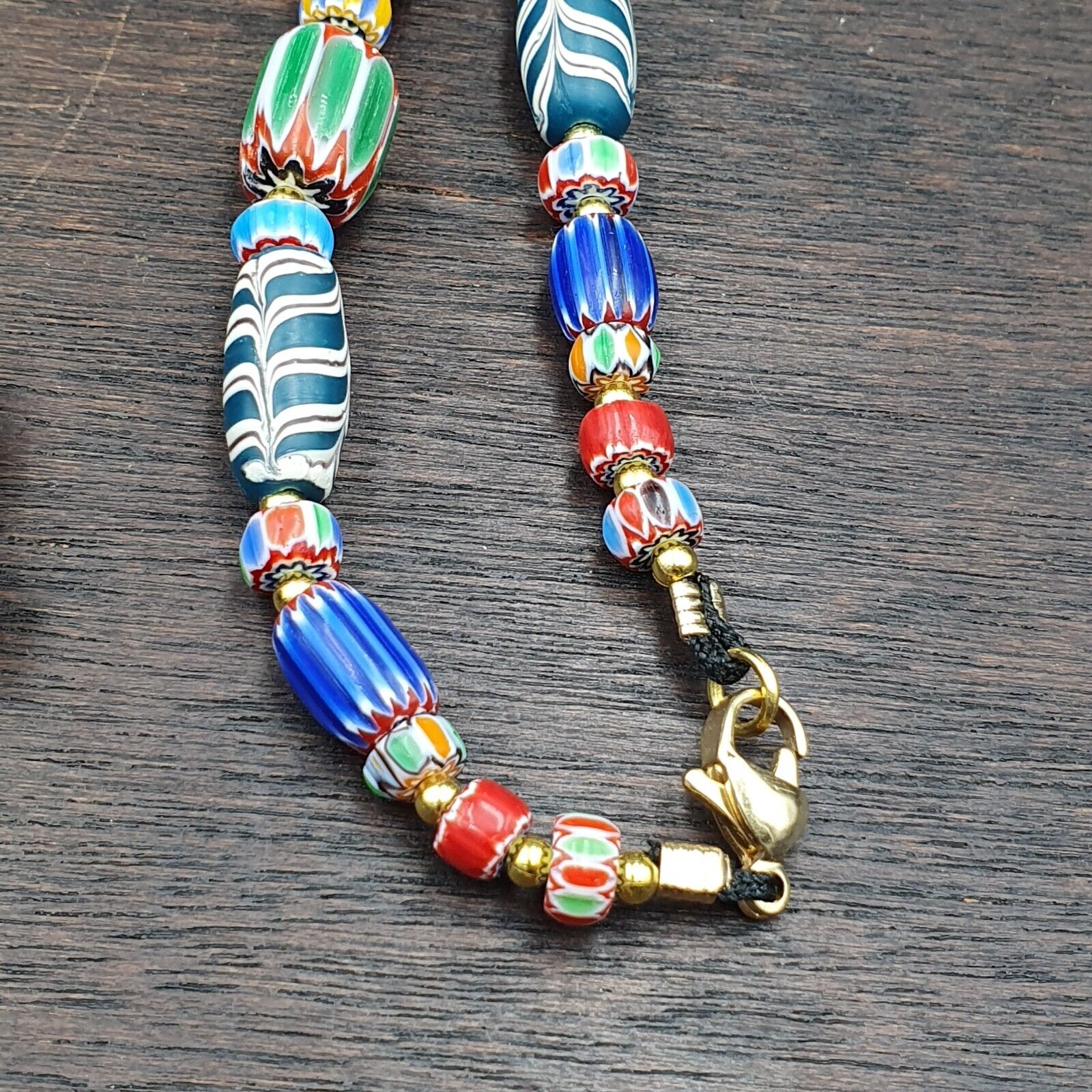 Vintage Fancy Chevron Feather Venetian Style Beads | African Necklace