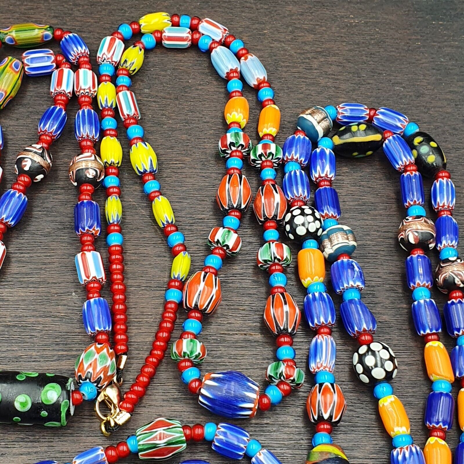 Wholesale 5 pcs Vintage Chevron and White Heart Venetian Glass Beads Necklaces
