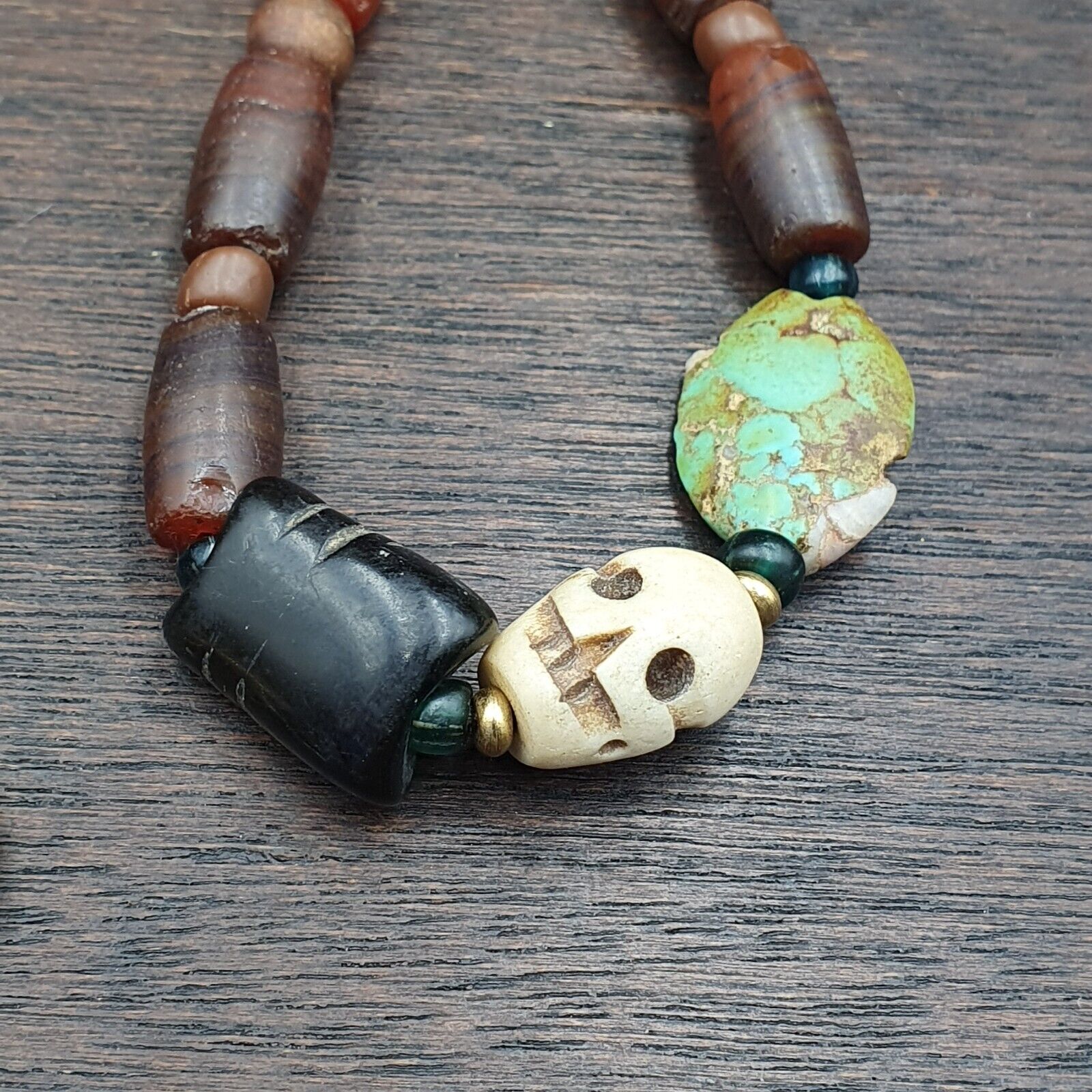 Ancient Islamic Roman Era Antique Glass Beads Necklace #NC 47