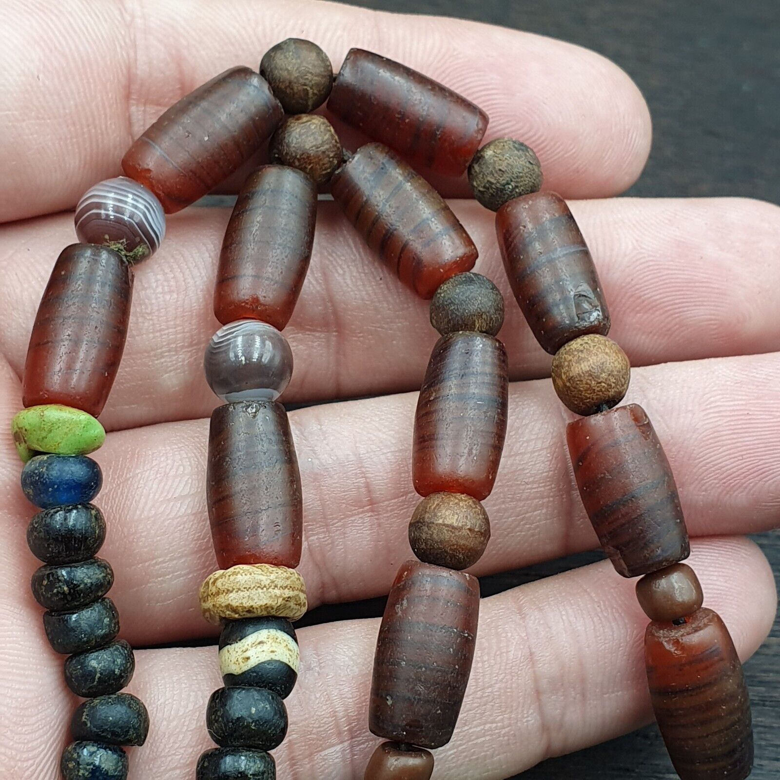 Ancient Islamic Roman Era Antique Glass Beads Necklace #NC 47