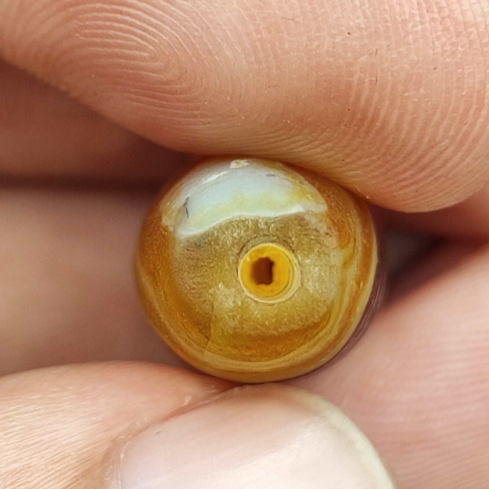 Antique Yemeni Old Eye Agate Middle Eastern Red, yellow Agate Bead -4Y