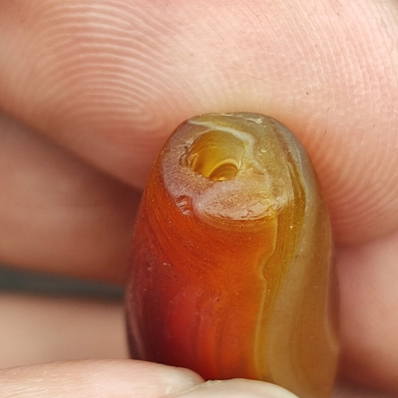 Antique Yemeni Old Eye Agate Middle Eastern Red, yellow Agate Bead -4Y