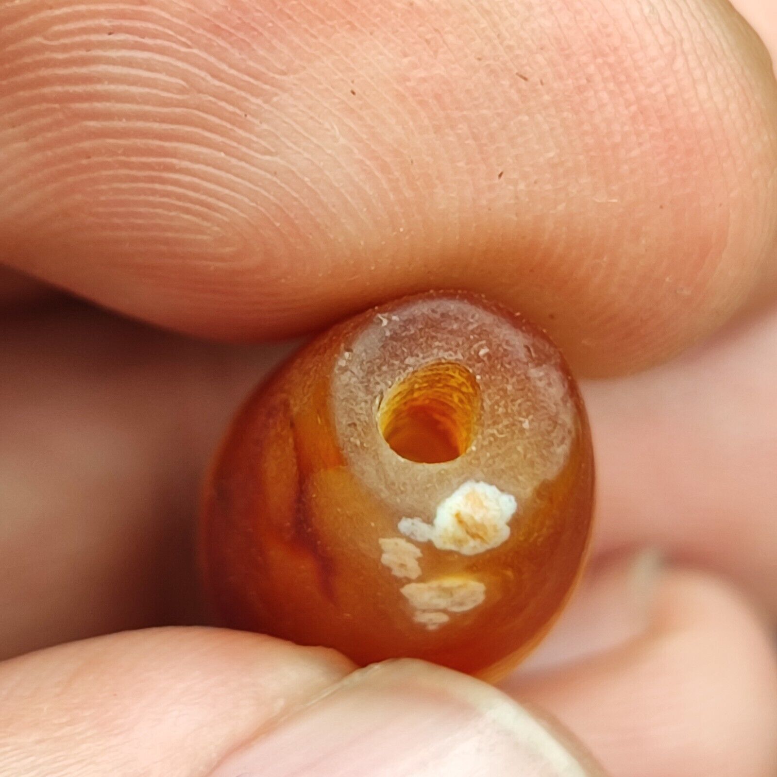 Antique Yemeni Old Crystal Agate Middle Eastern Red, yellow Agate Bead -5Y