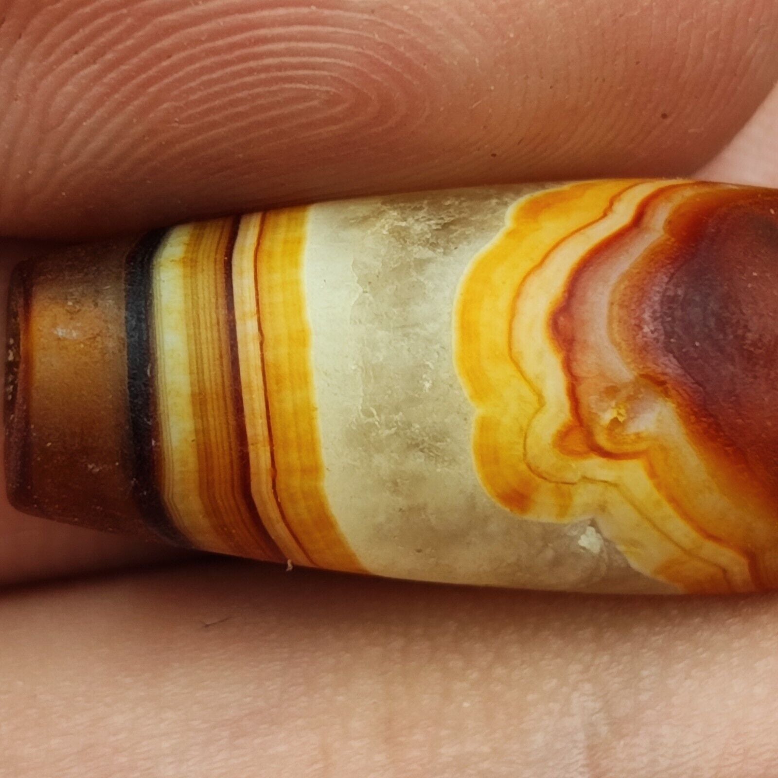 Antique Yemeni Old Crystal Agate Middle Eastern Red, yellow Agate Bead -5Y