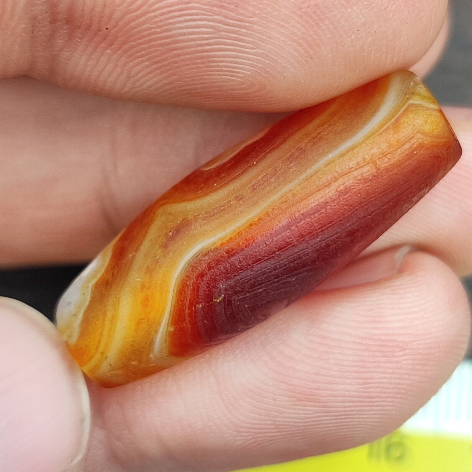 Antique Yemeni Old Eye Agate Middle Eastern Red, yellow Agate Bead -4Y