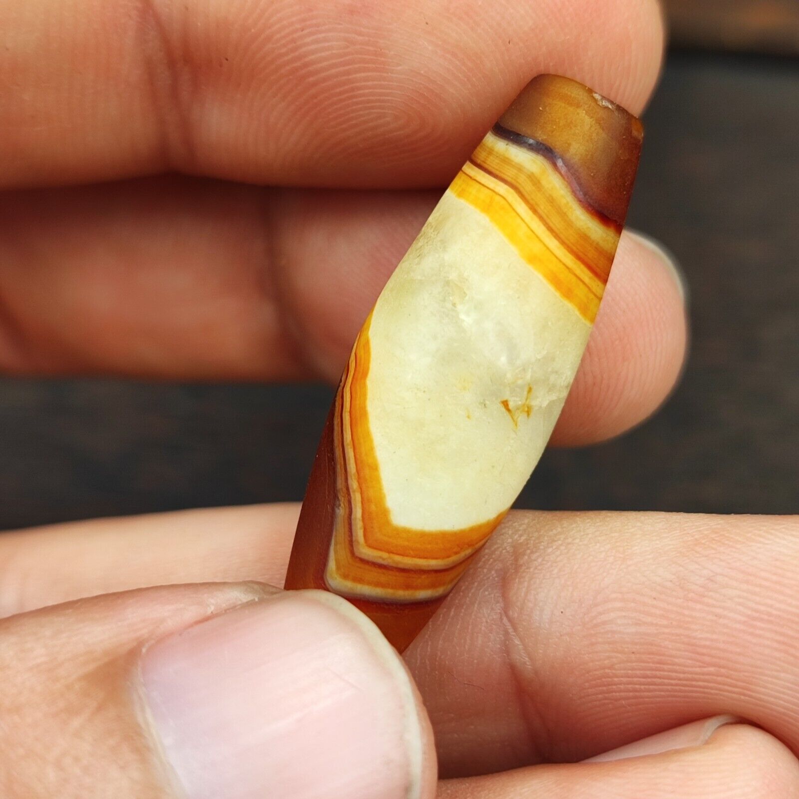 Antique Yemeni Old Crystal Agate Middle Eastern Red, yellow Agate Bead -5Y