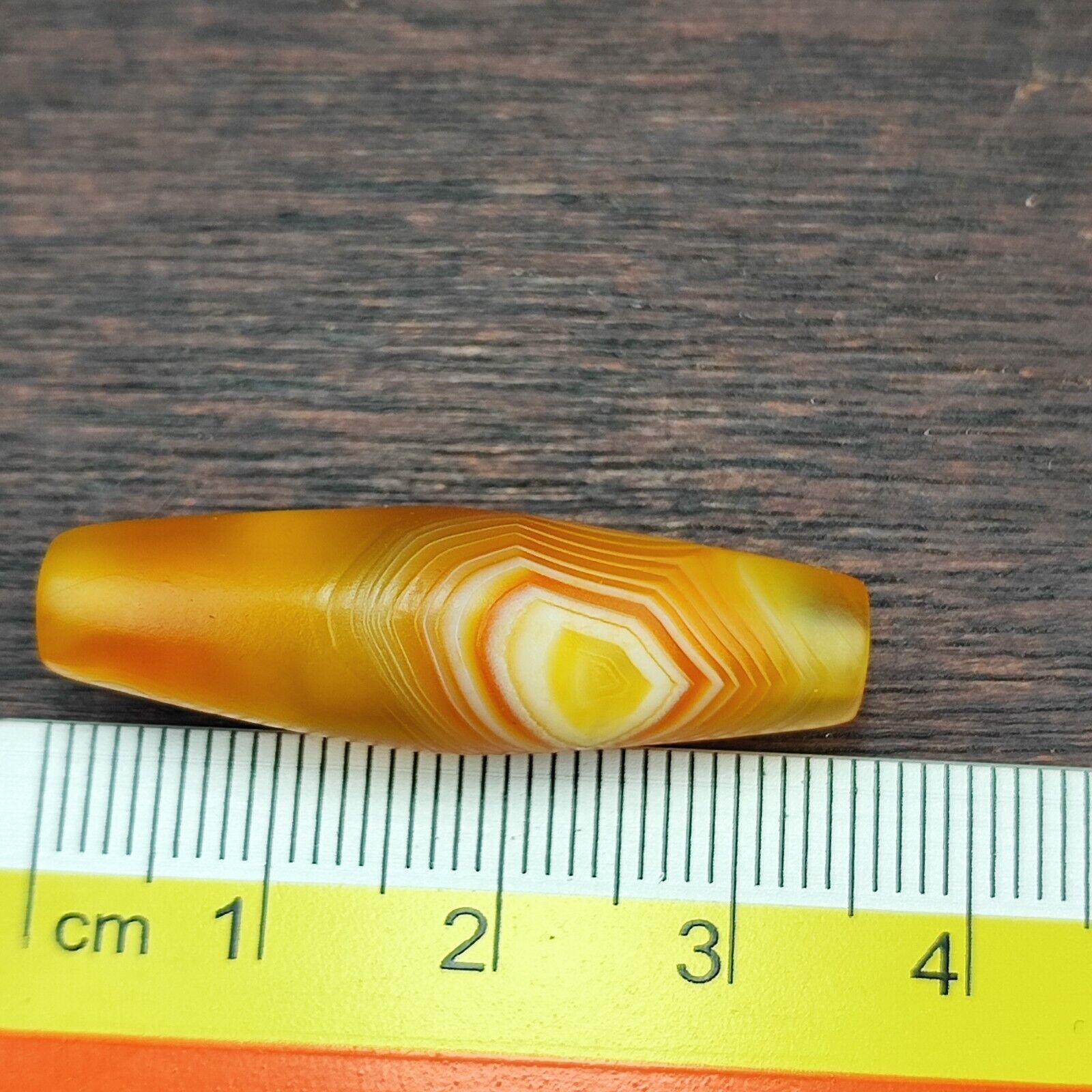 Antique Yemeni Old Eye Agate Middle Eastern Red, yellow Agate Bead -3Y