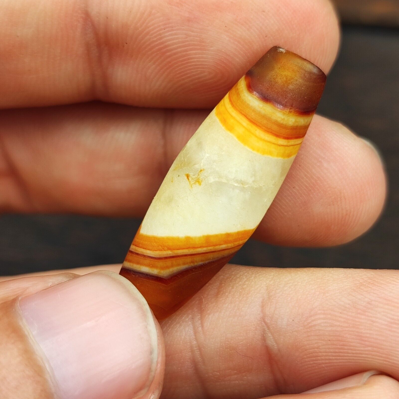 Antique Yemeni Old Crystal Agate Middle Eastern Red, yellow Agate Bead -5Y