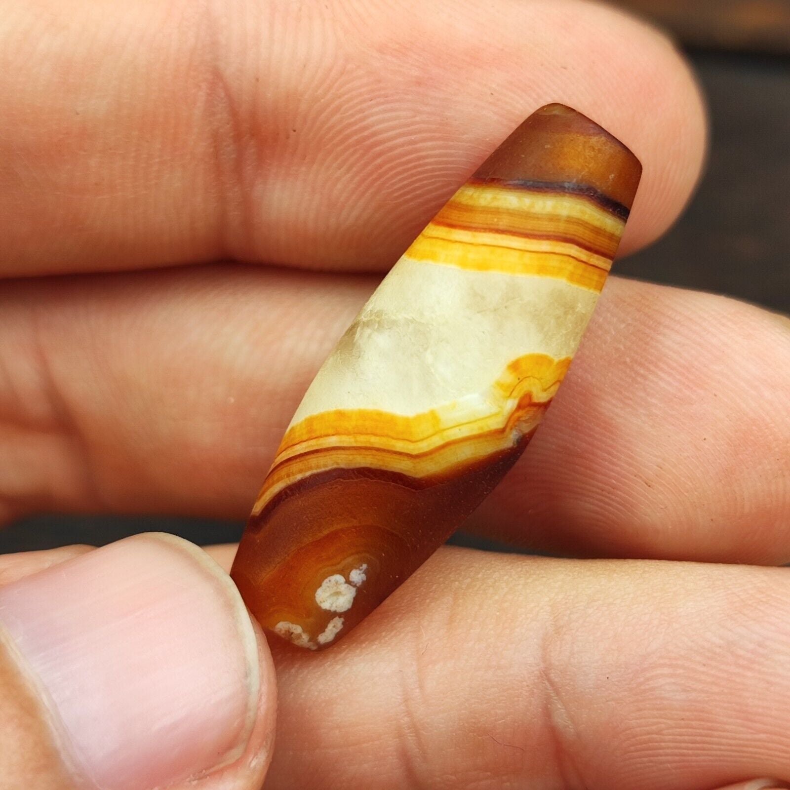 Antique Yemeni Old Crystal Agate Middle Eastern Red, yellow Agate Bead -5Y
