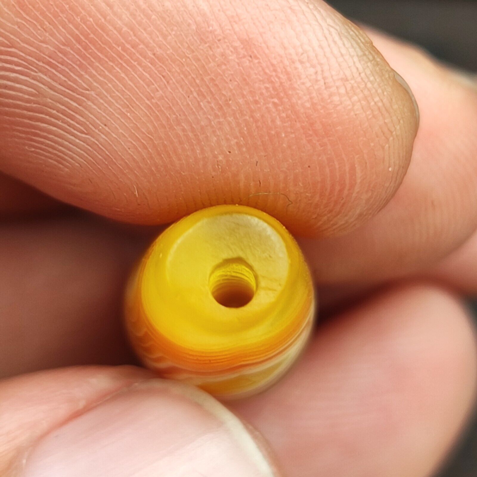 Antique Yemeni Old Eye Agate Middle Eastern Red, yellow Agate Bead -3Y