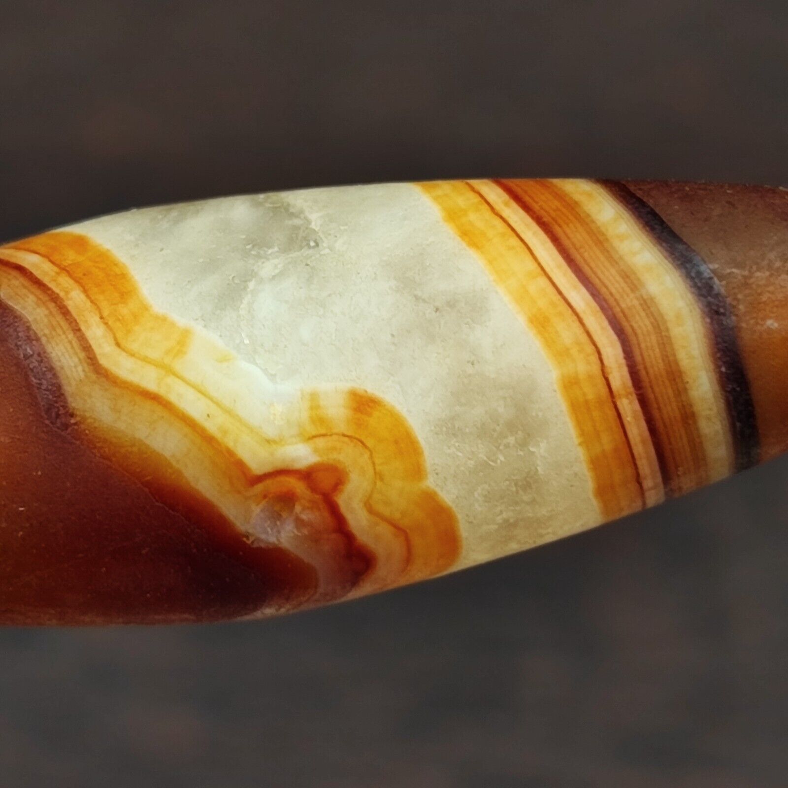 Antique Yemeni Old Crystal Agate Middle Eastern Red, yellow Agate Bead -5Y