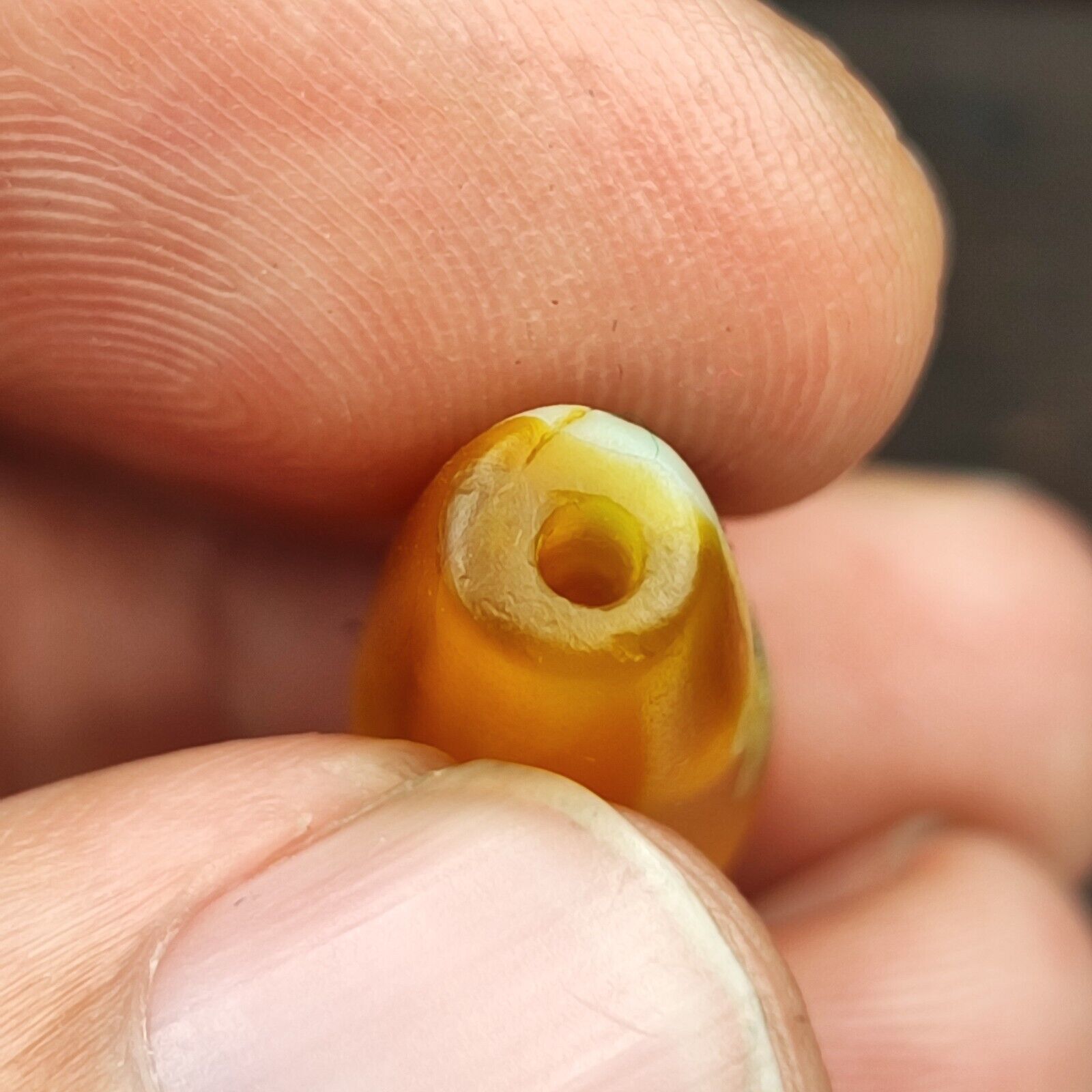 Antique Yemeni Old Eye Agate Middle Eastern Red, yellow Agate Bead -3Y