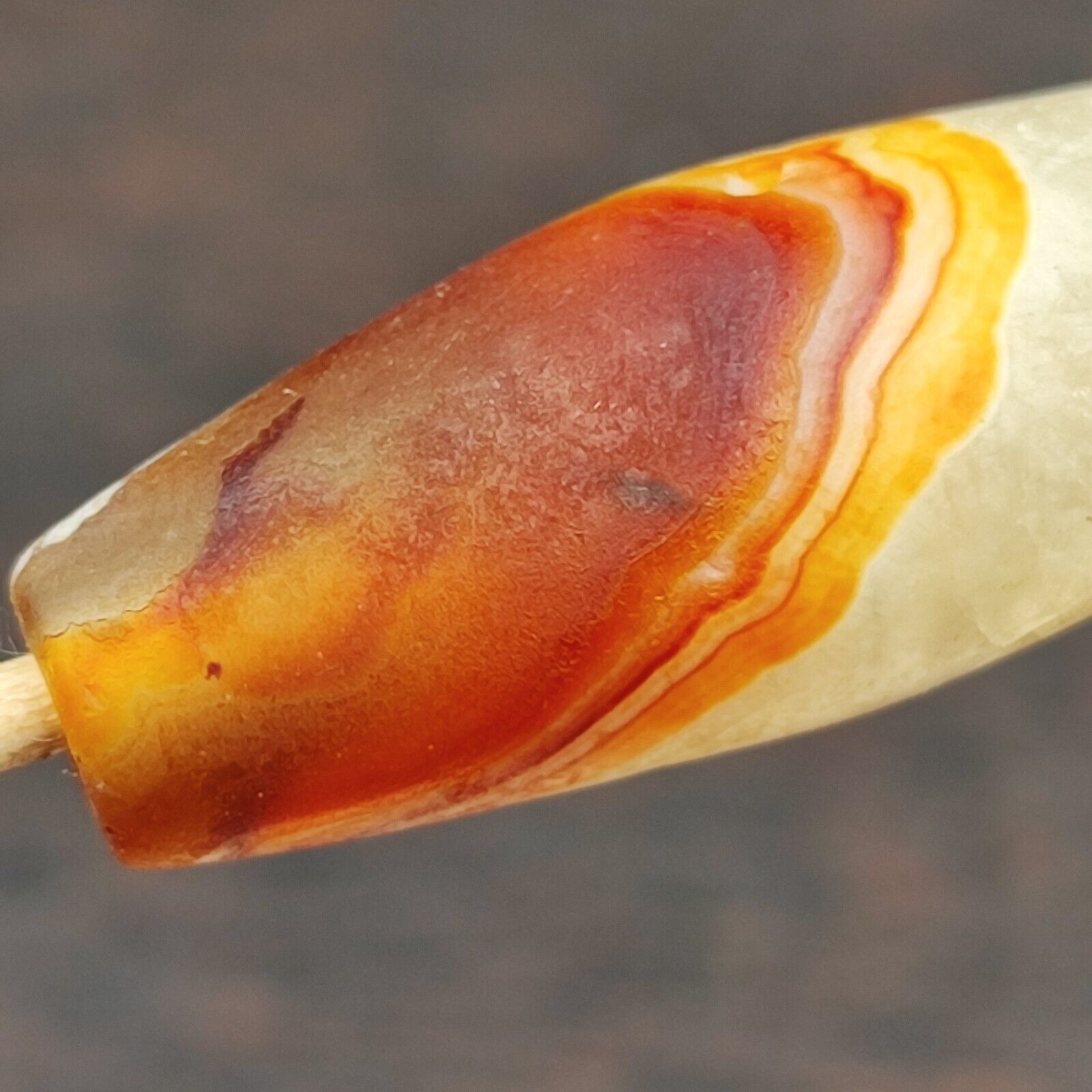 Antique Yemeni Old Crystal Agate Middle Eastern Red, yellow Agate Bead -5Y
