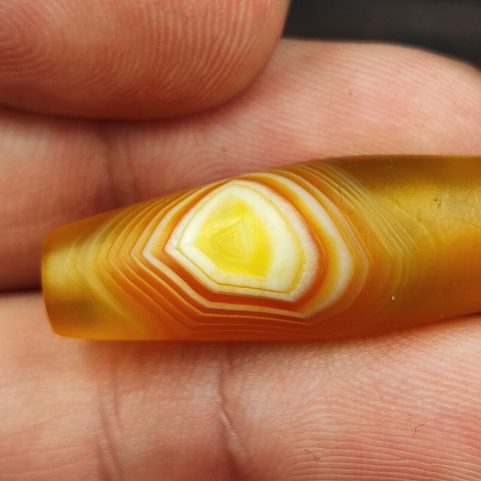 Antique Yemeni Old Eye Agate Middle Eastern Red, yellow Agate Bead -3Y