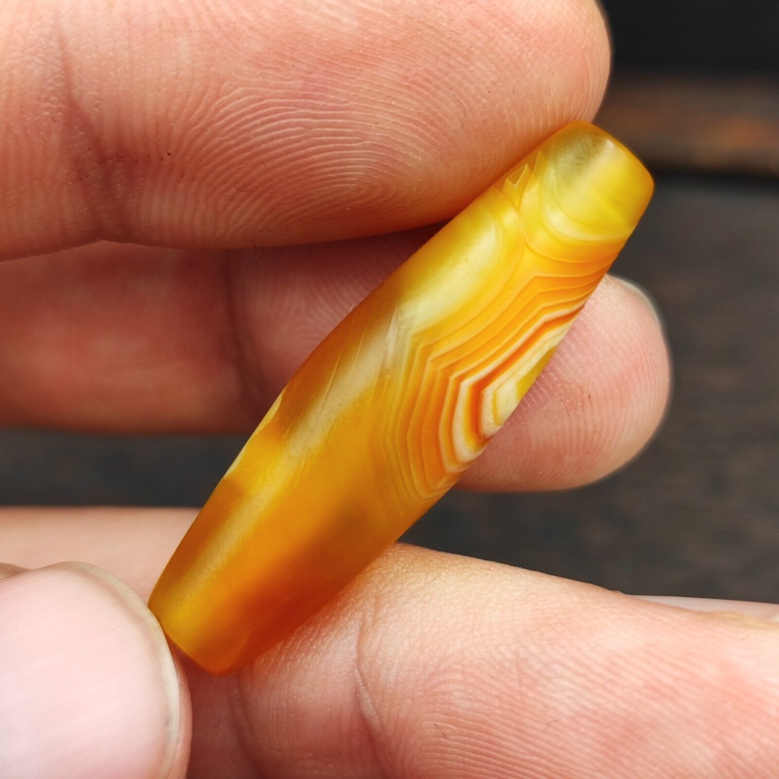 Antique Yemeni Old Eye Agate Middle Eastern Red, yellow Agate Bead -3Y