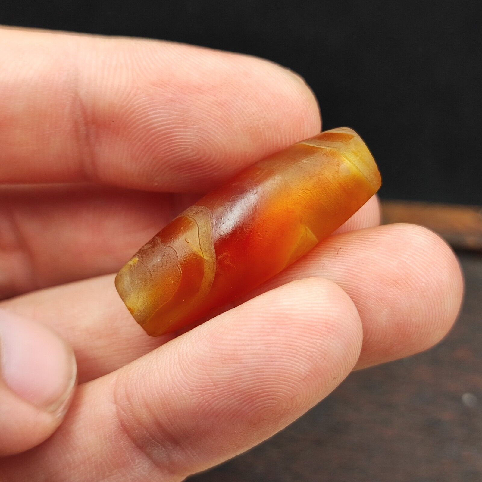 Antique Yemeni Old Agate Middle Eastern Red, yellow Agate Bead -2Y
