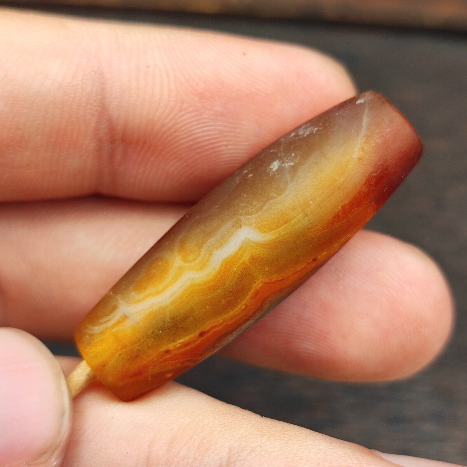 Antique Yemeni Old Crystal Agate Middle Eastern RED Agate Bead -10Y