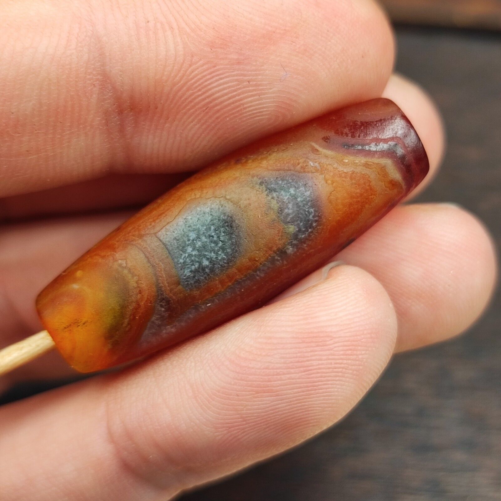 Antique Yemeni Old Crystal Agate Middle Eastern RED Agate Bead -10Y