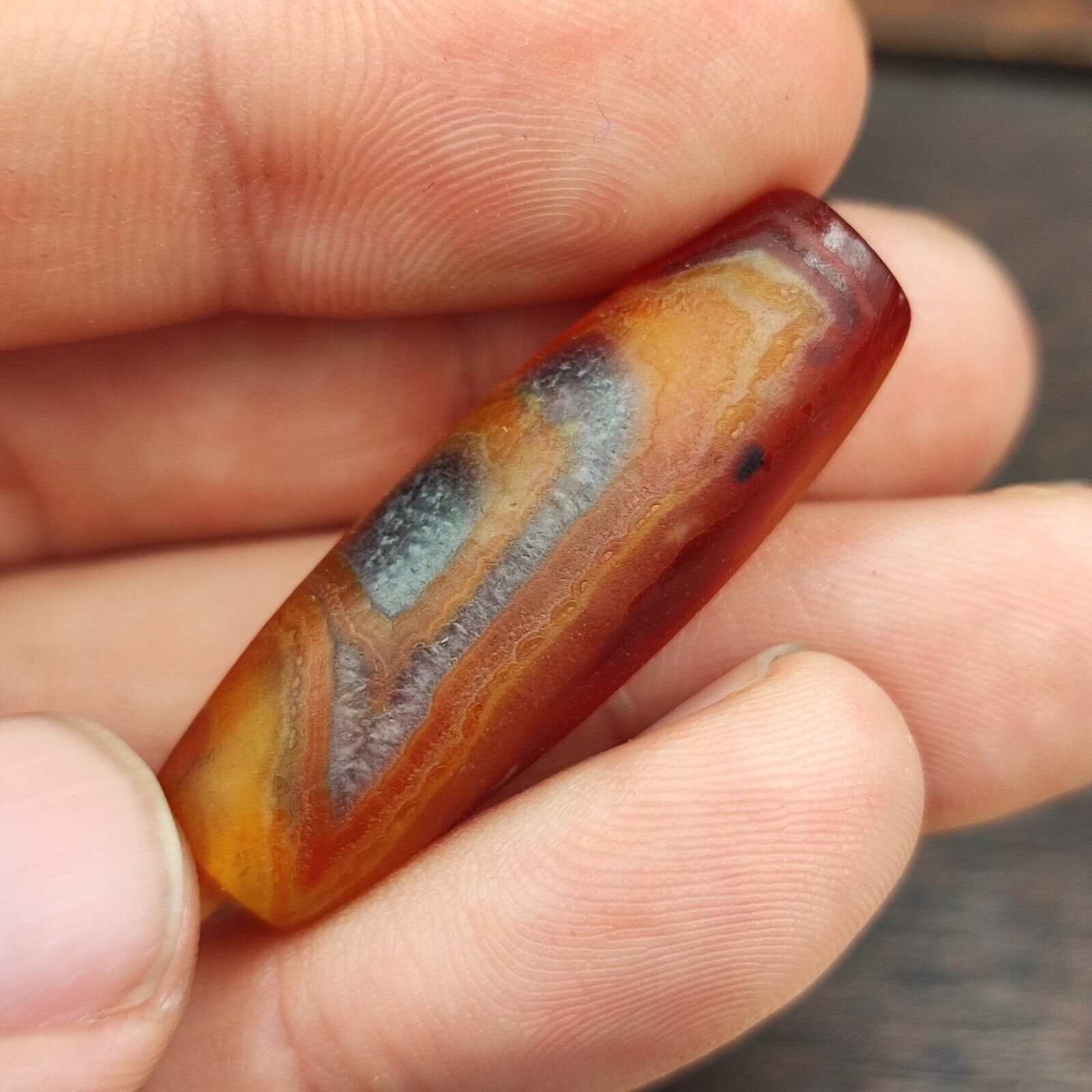 Antique Yemeni Old Crystal Agate Middle Eastern RED Agate Bead -10Y