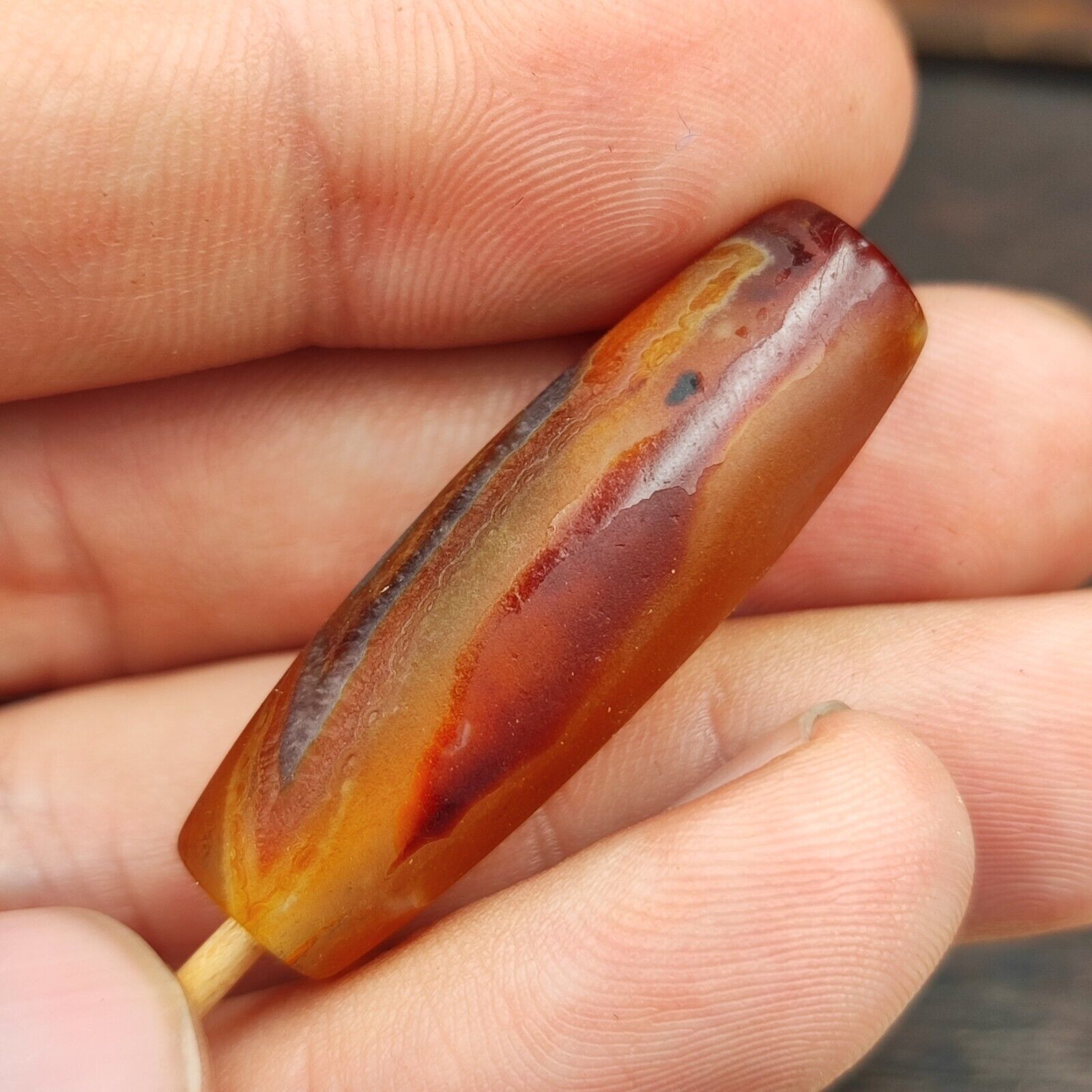 Antique Yemeni Old Crystal Agate Middle Eastern RED Agate Bead -10Y