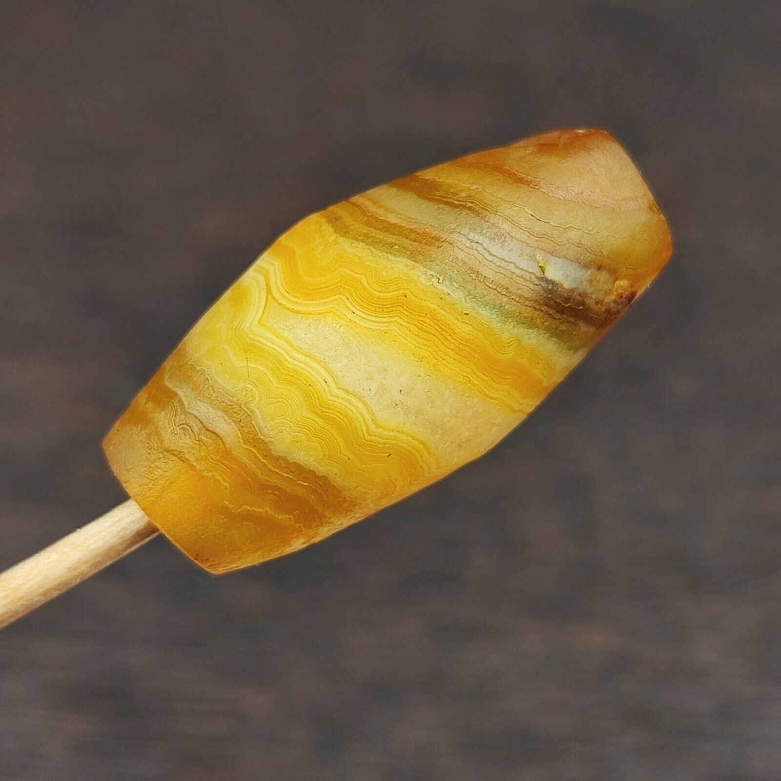 Antique Yemeni Old Crystal Agate Middle Eastern Red, yellow Agate Bead -7Y