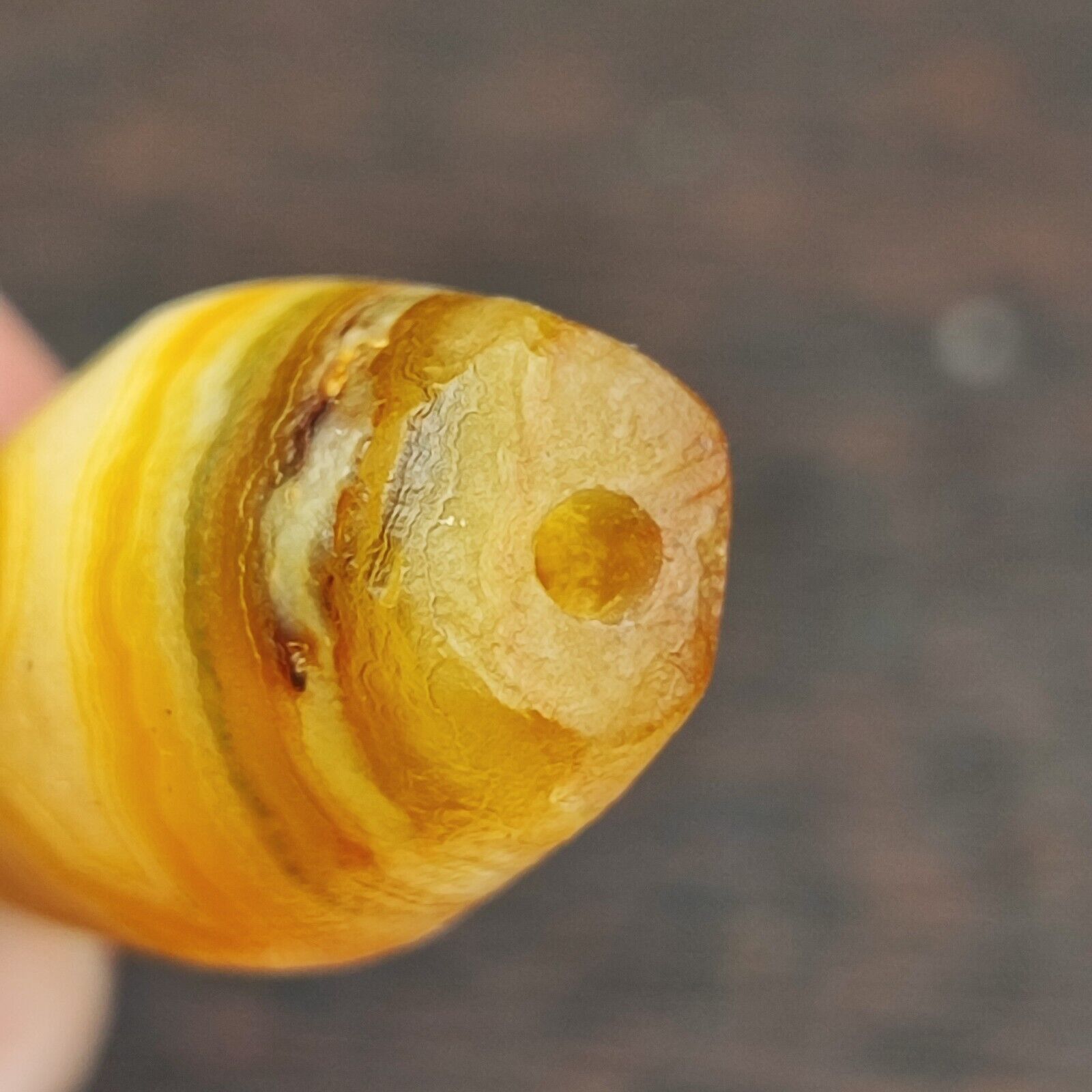 Antique Yemeni Old Crystal Agate Middle Eastern Red, yellow Agate Bead -7Y