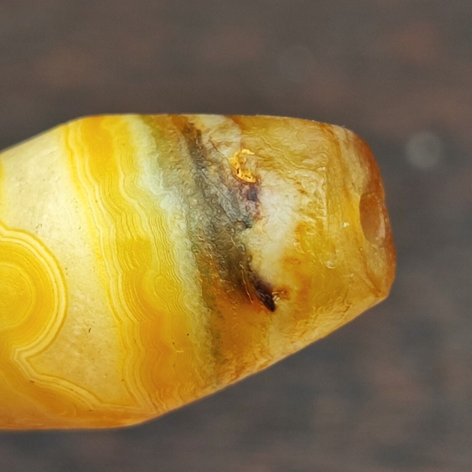 Antique Yemeni Old Crystal Agate Middle Eastern Red, yellow Agate Bead -7Y